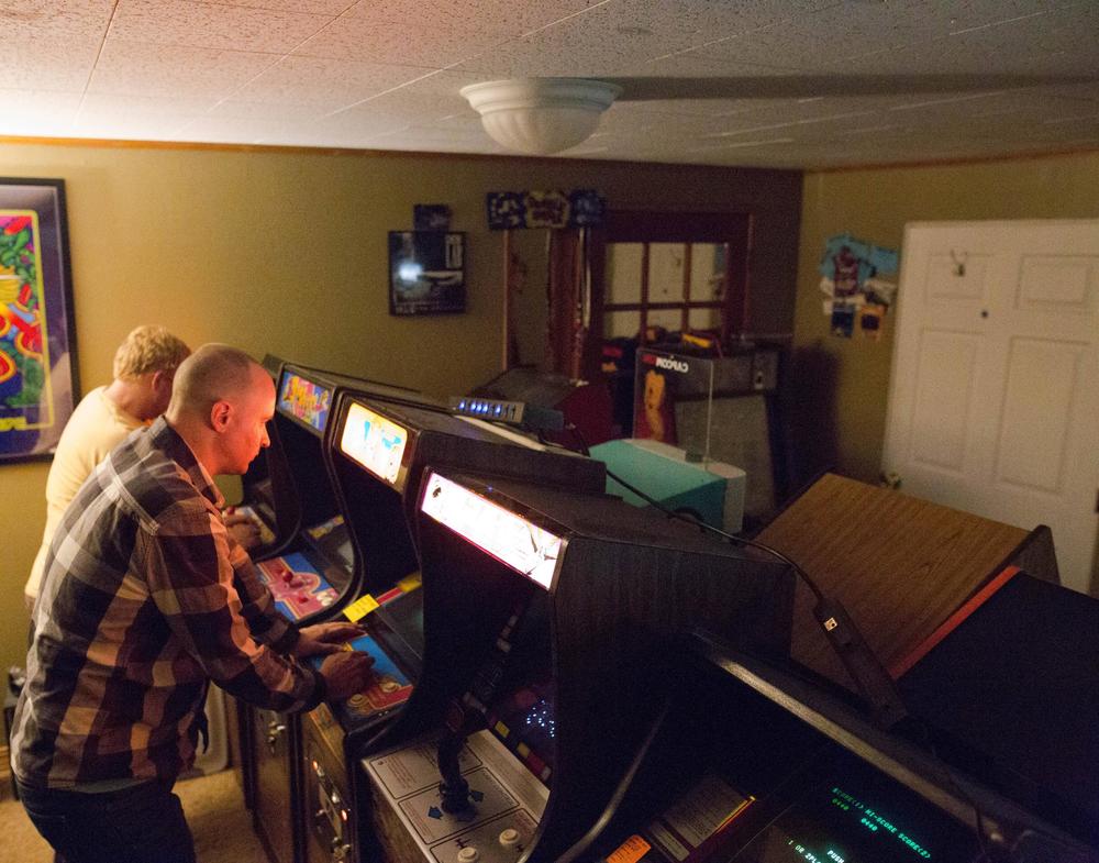 Jordan and Brian playing some games after recording the episode.