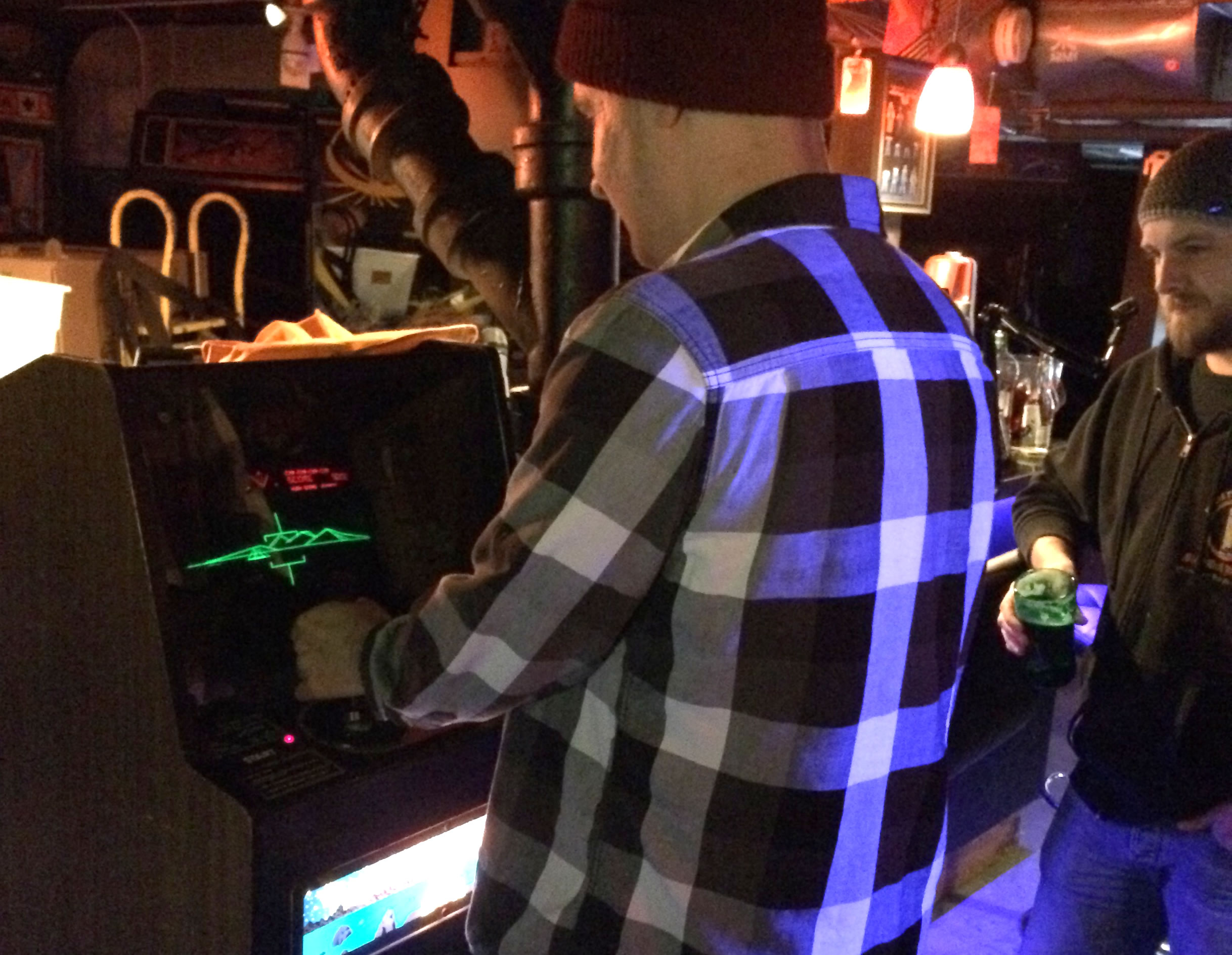 Brian vs Battlezone while Corky observes.