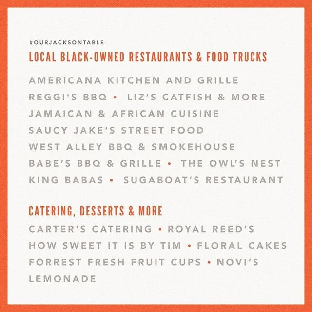 We have an OJH tradition from founding editor @katie.howerton where we visit new local restaurants on Fridays, called #ourjacksontable. Several of you have asked for a list of black-owned businesses, so in keeping with tradition, we&rsquo;re starting