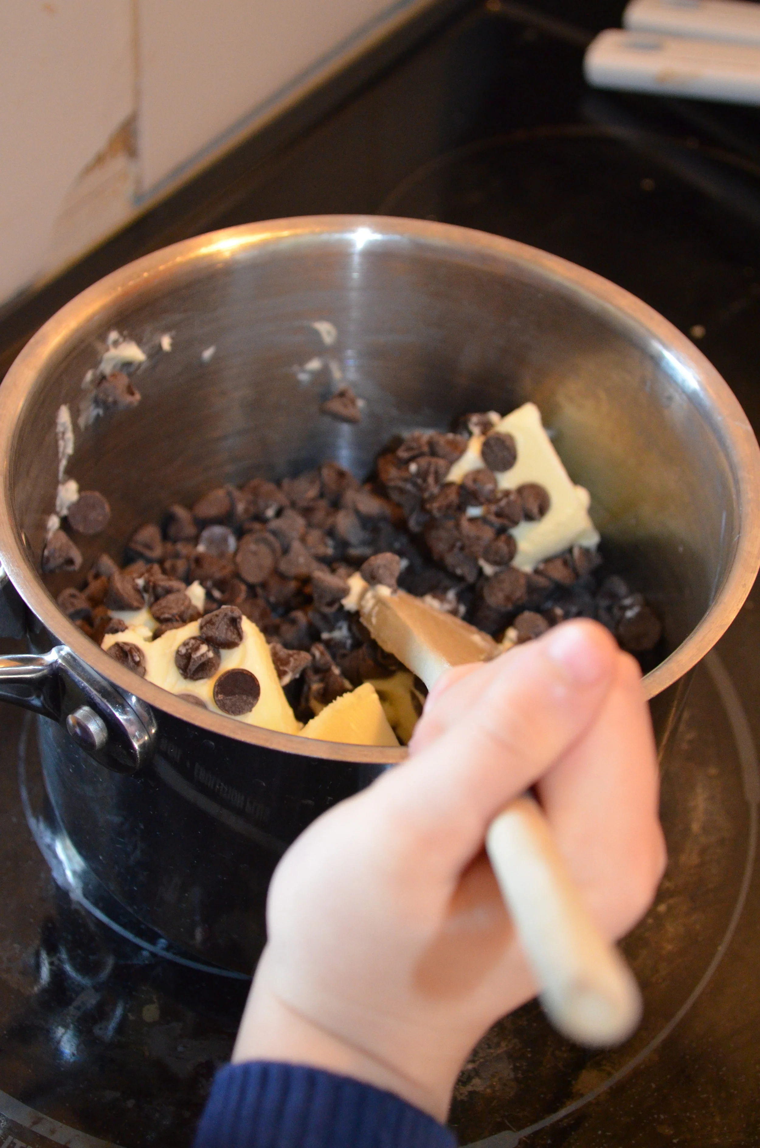 She's a pro at melting chocolate