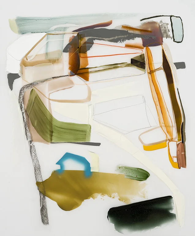 Ébauche pour une place, 2016 acrylique et crayons sur Mylar 48'' x 40''