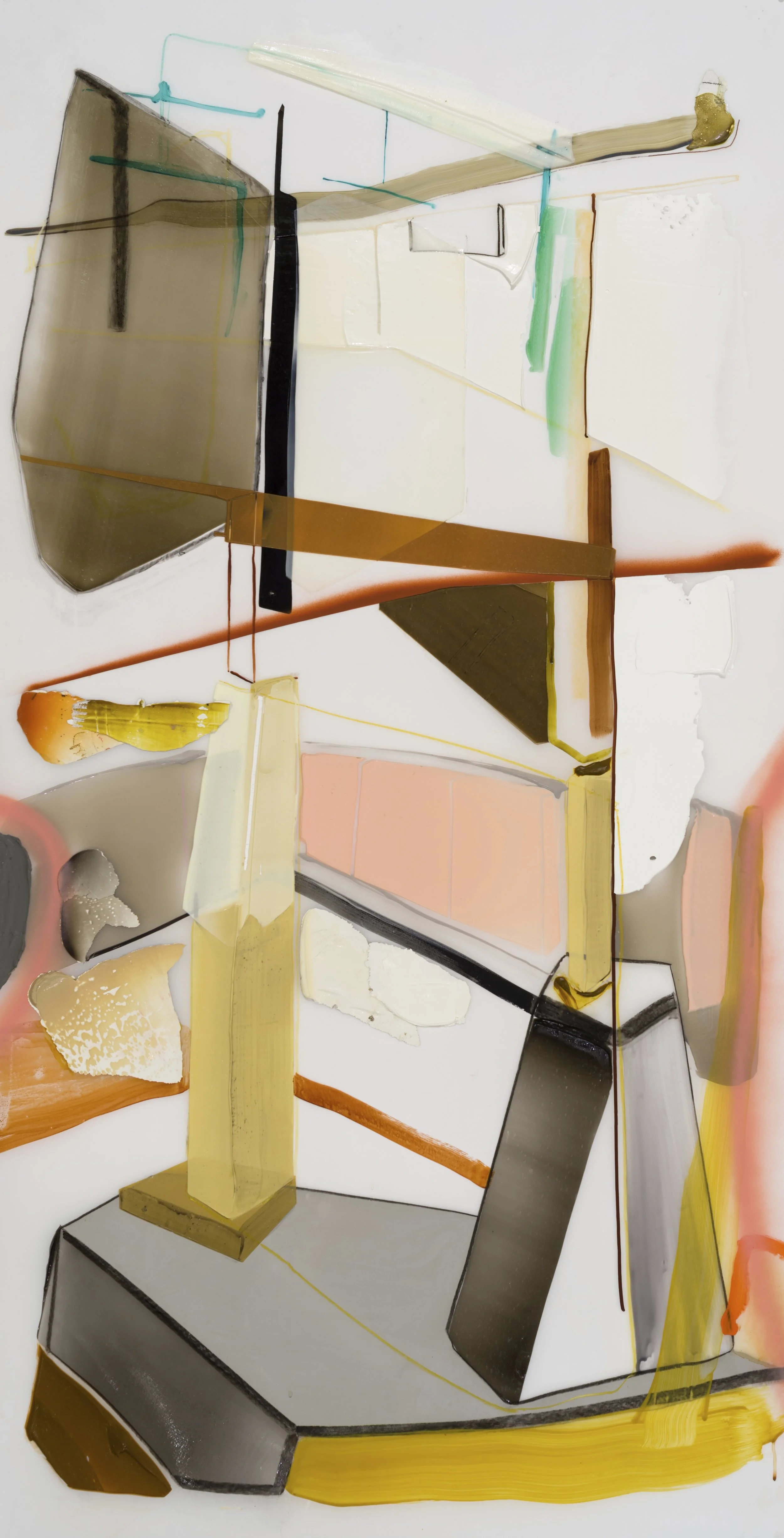 Vertical stress 2 , 2017 acrylique et crayons sur Mylar 70'' x 36''