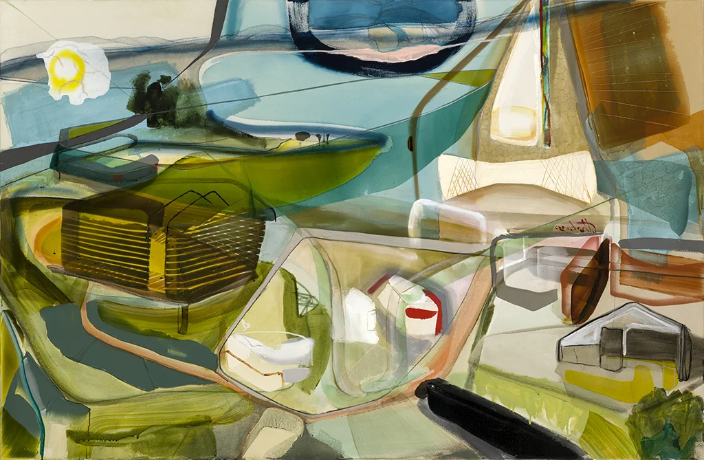 Parcours: 3 stations 2018 acrylique et aérosol sur toile 54'' x 84''