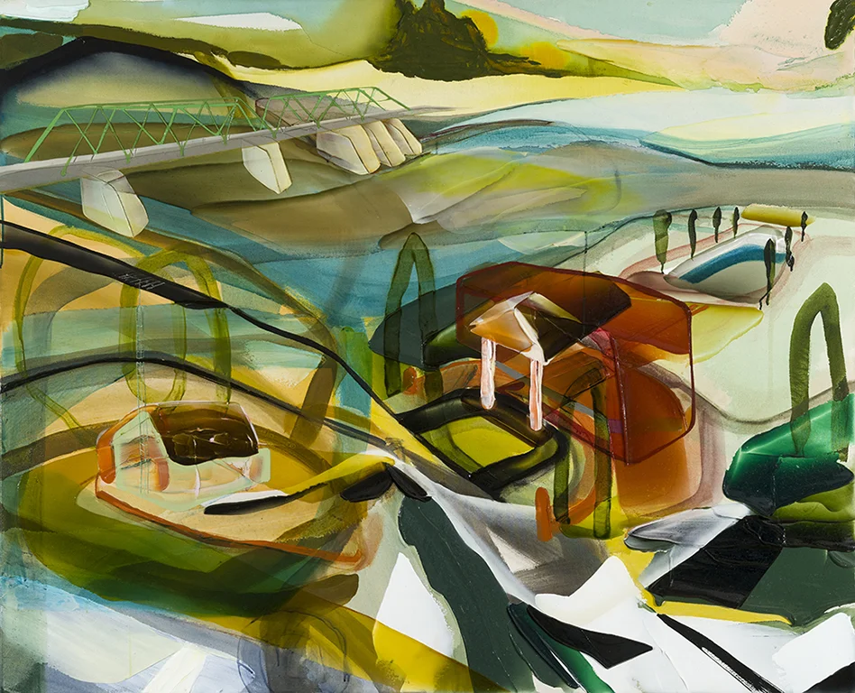 Above the flooded zone 2018 acrylique et aérosol sur toile 57’’ x 70’’