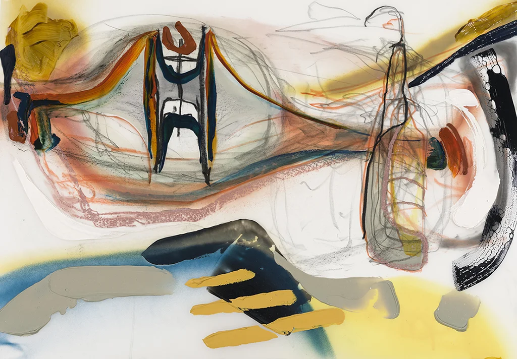Cochon 2019 acrylique, aérosol et graphite sur Mylar, 24’’ x 36’’