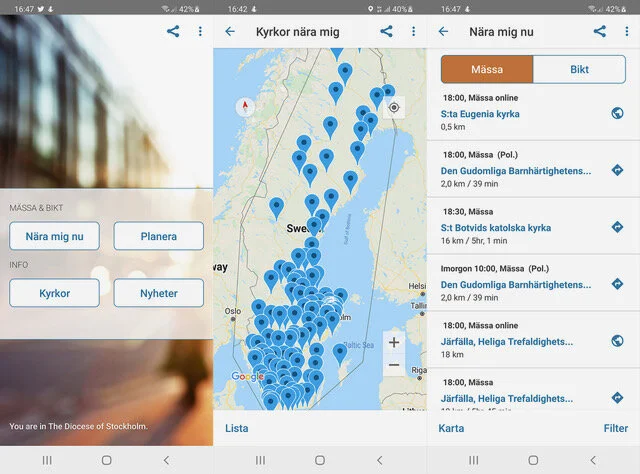App för att hitta till Mässa och Bikt
