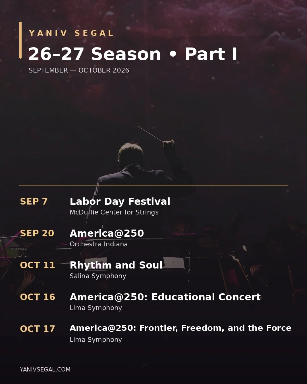 26-27 concert dates drop! #conductor #composer #travelwithbaton @salina_symphony @orchestraindiana @mercermcduffiecenter @limasymphonyorchestra @ballstatemusic