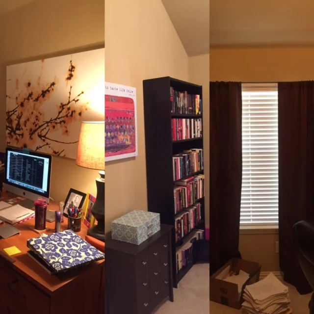 Tan walls. Dark curtains. I think I was creating a literal writer's cave because with only one window, I definitely wasn't doing anything to help spread light around.