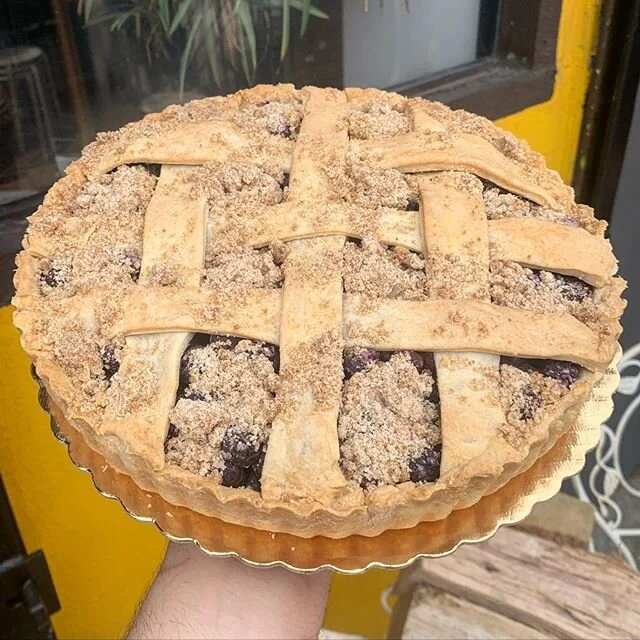 #blueberrypie is the #purfect compliment to these sunny springtime feels. This one just landed in the case, and we’ll be cranking them out all week as a featured option in our #mothersday sweetboxes — available on the website (link in bio