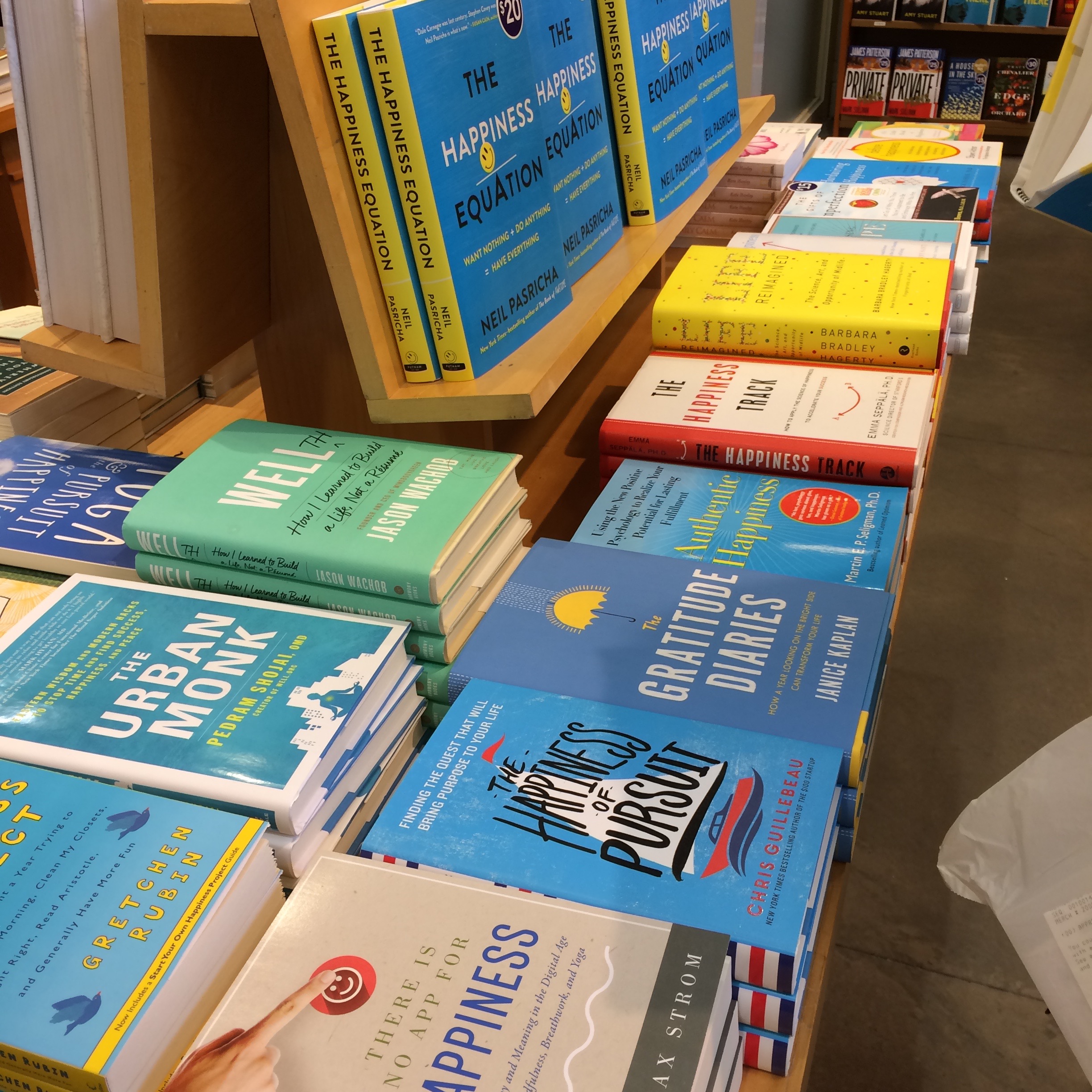 My local bookstore has quite the selection of books on happiness.
