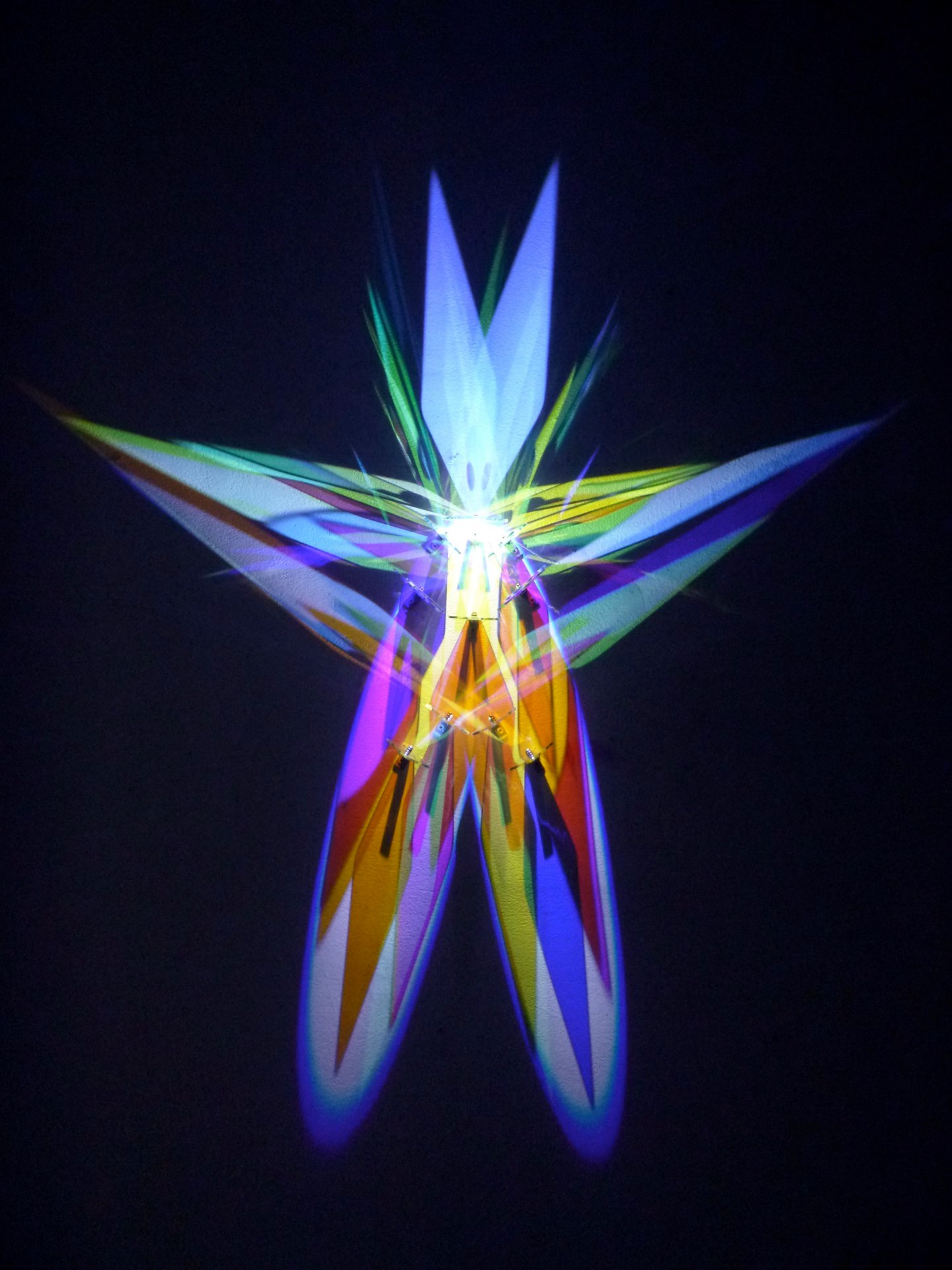 Cathy Cunningham-Little, "Transforming Isomer," 2015, glass, stainless steel, white LED, 52 x 48 x 4 inches