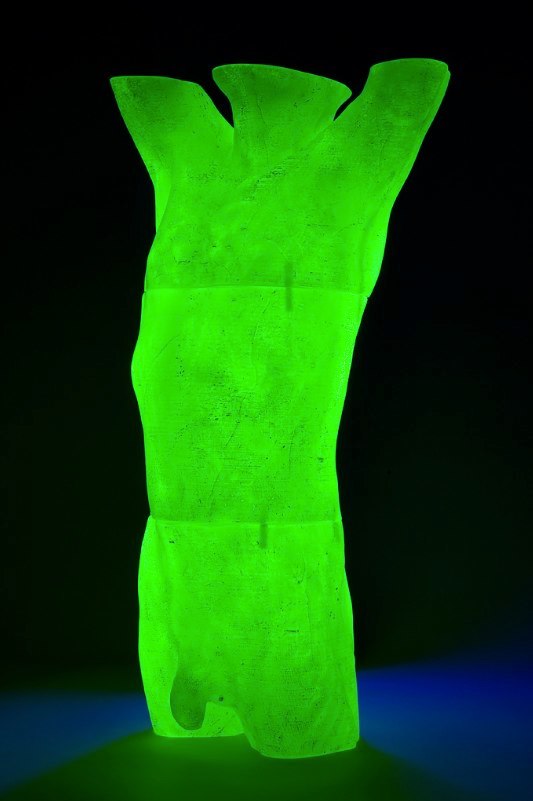 Clifford Rainey, "Despairing Adolescent," 2014, 3D Printed, cast yellow uranium glass, 36 x 32 x 32 inches (includes steel framed base, not pictured)