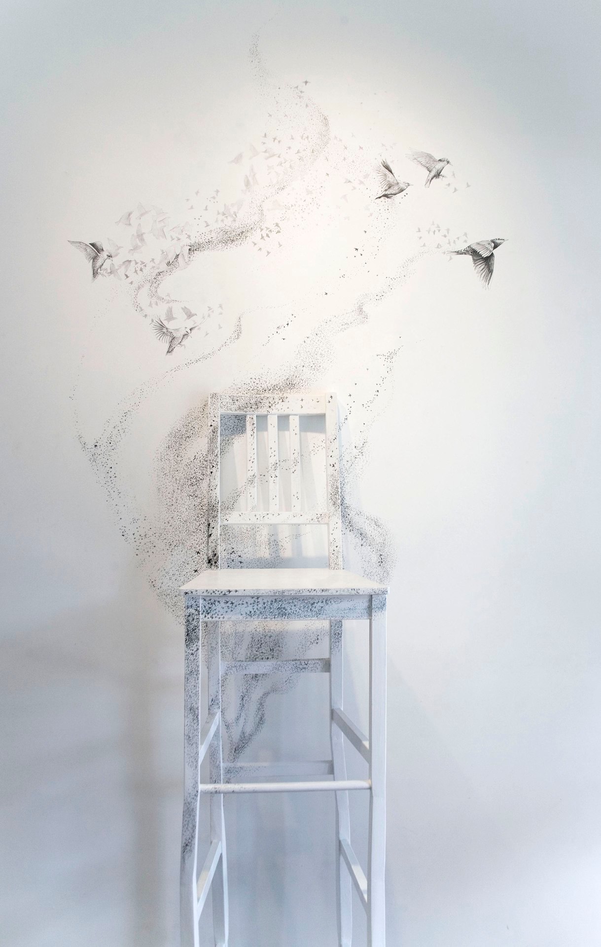 Sheila Ghidini Murmuration, 2012 reassembeled chairs dimensions variable