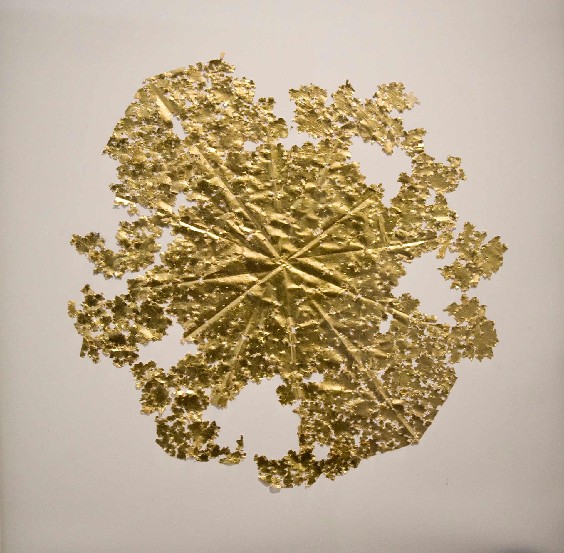Randy Colosky Now and Forever #2, 2013 bird shot on 23 k gold 19 x 19 inches