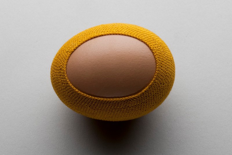 Esther Traugot Egg, 2011 egg shell, crocheted cotton thread 2.25in l x 1 5/8in w x 1.75in h
