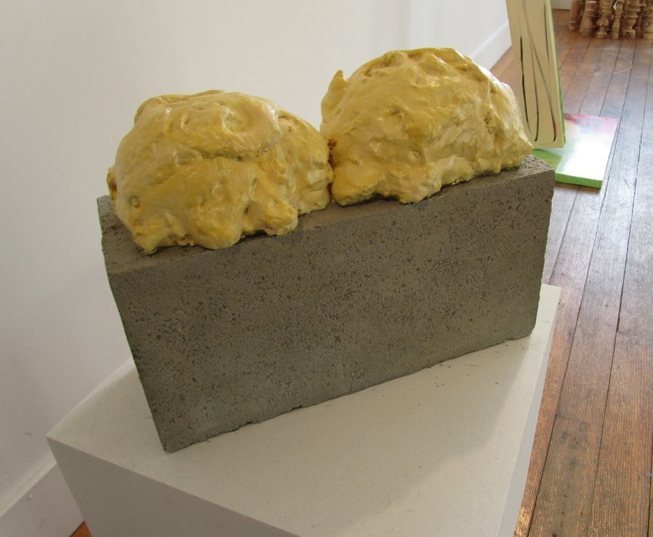 Cinderblock with Great Stuff Expansion Foam, 2010, cast bronze and paint, 15 x 8 x 11 inches