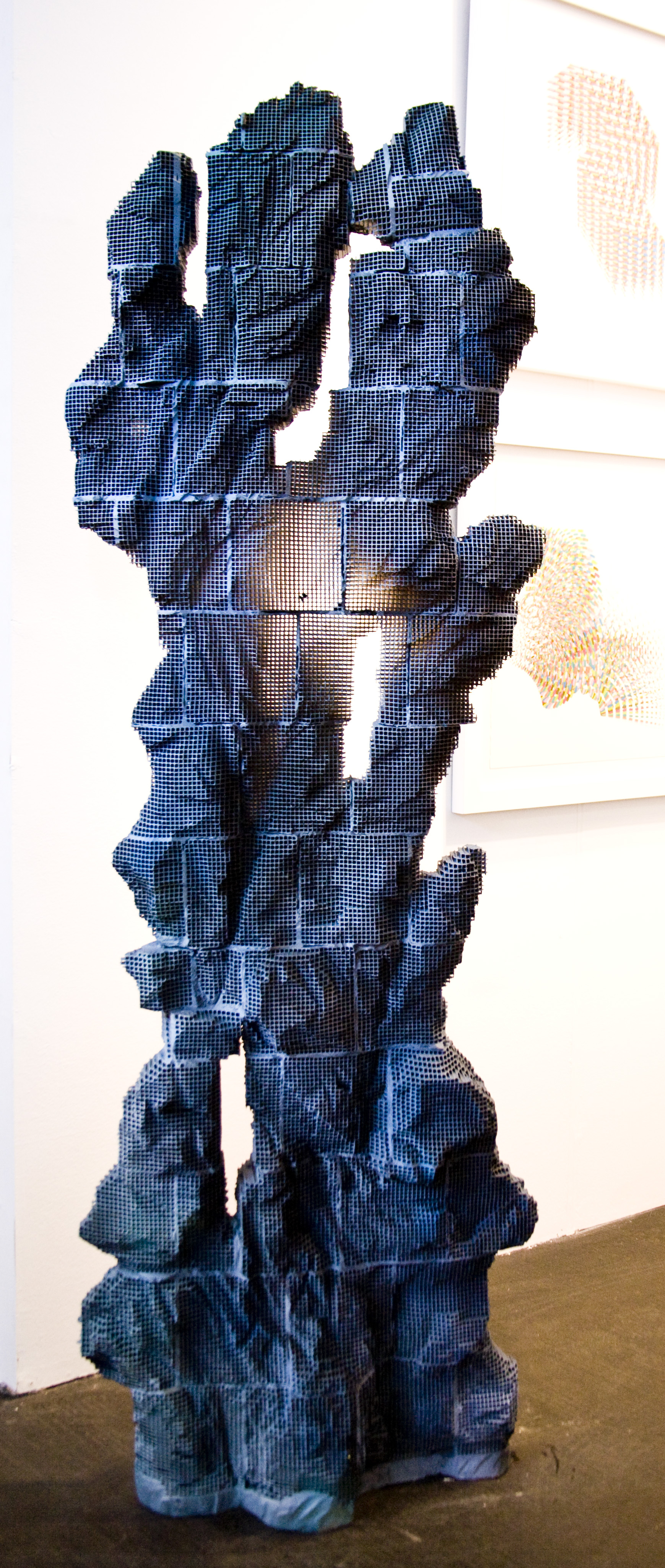 Ice9 (revisited), 2014, engineered ceramic honeycomb and paint, 77 x 26 x 12 inches