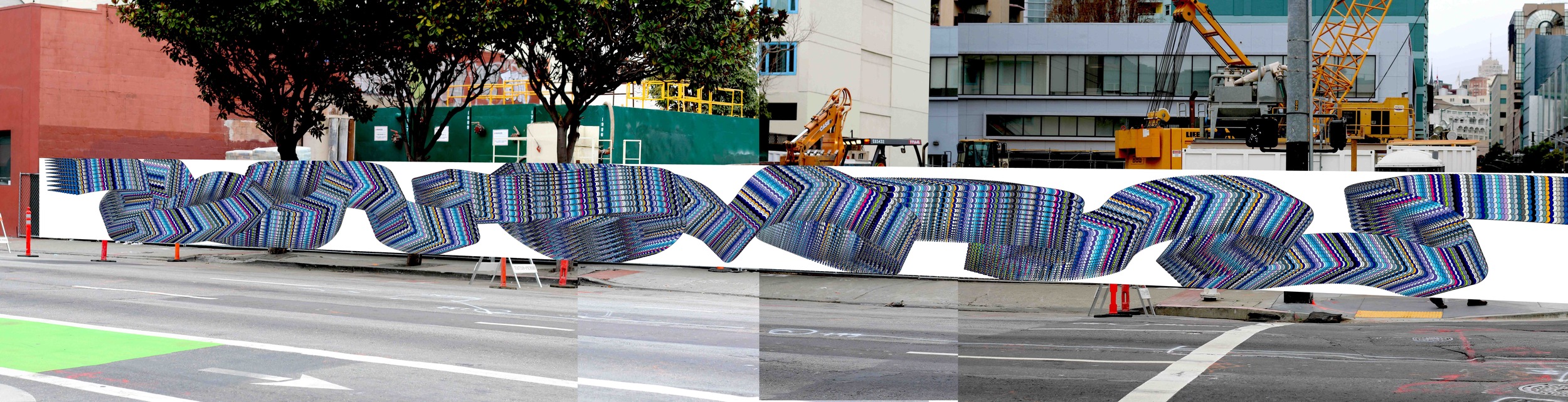 Ellipsis in the Key of Blue, 2014, San Francisco Arts Commission (construction fencing design), 8 feet high x 50 yards long
