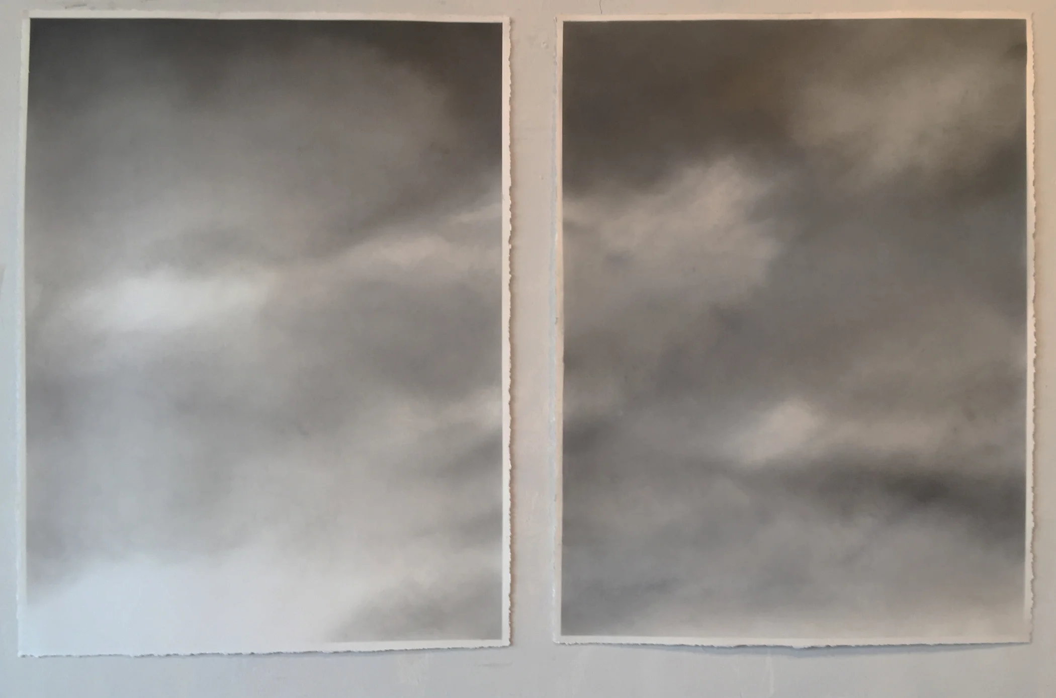 Ghidini, Winter Sky, 2015, graphite and mica dust on paper, 40 x 30 inches each