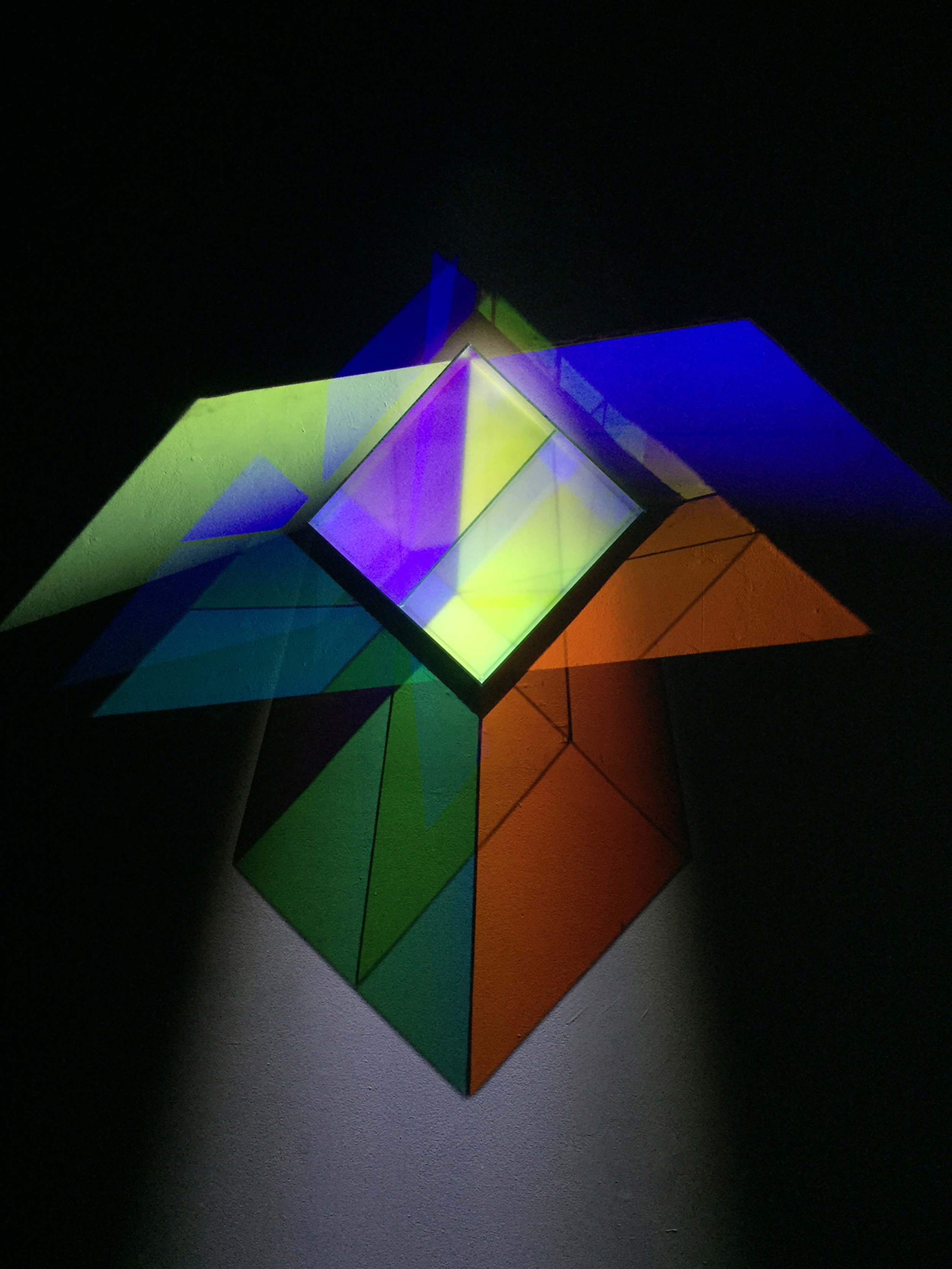 On Point, 2016, glass, white LED, 48 x 54 x 6 inches