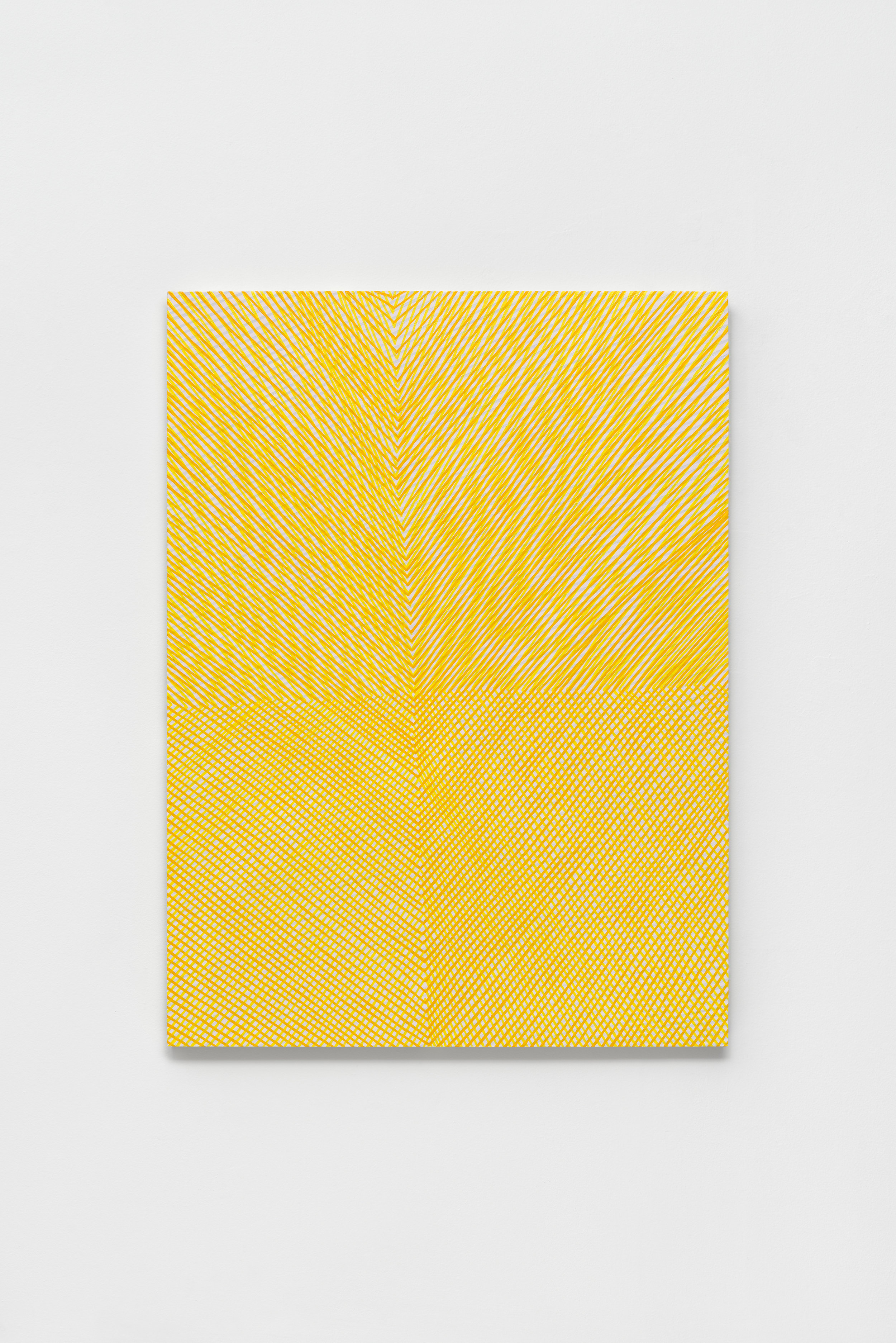 "Marigold," 2016, phosphorescent and acrylic on panel, 40 x 30 x 2 inches