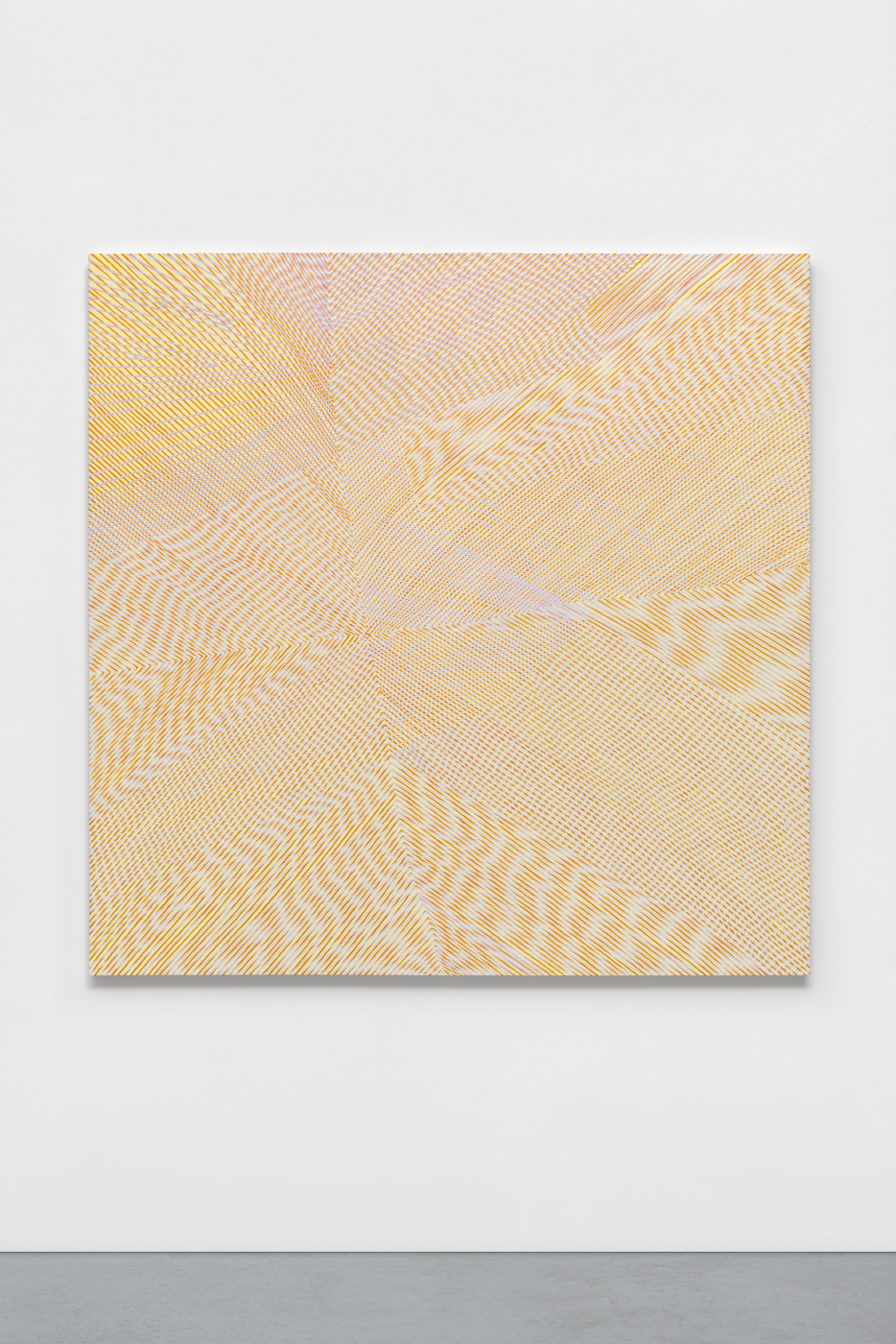 "Victorian Box Mock Orange," 2016, phosphorescent and acrylic on panel, 60 x 60 x 2 inches