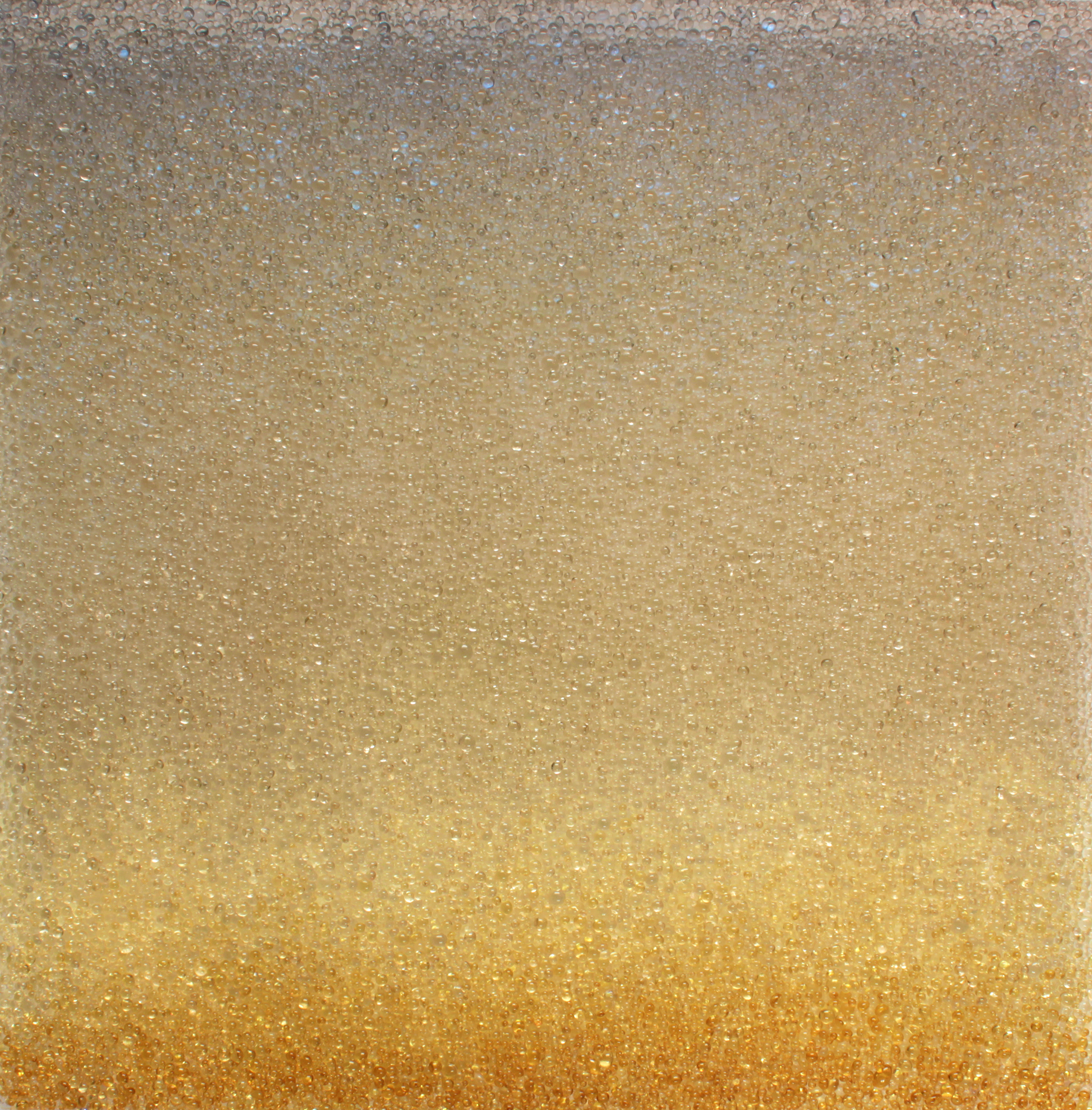 "Glisten Gold," 2018, kiln formed glass, iridescent pigment, 22 x 22 inches
