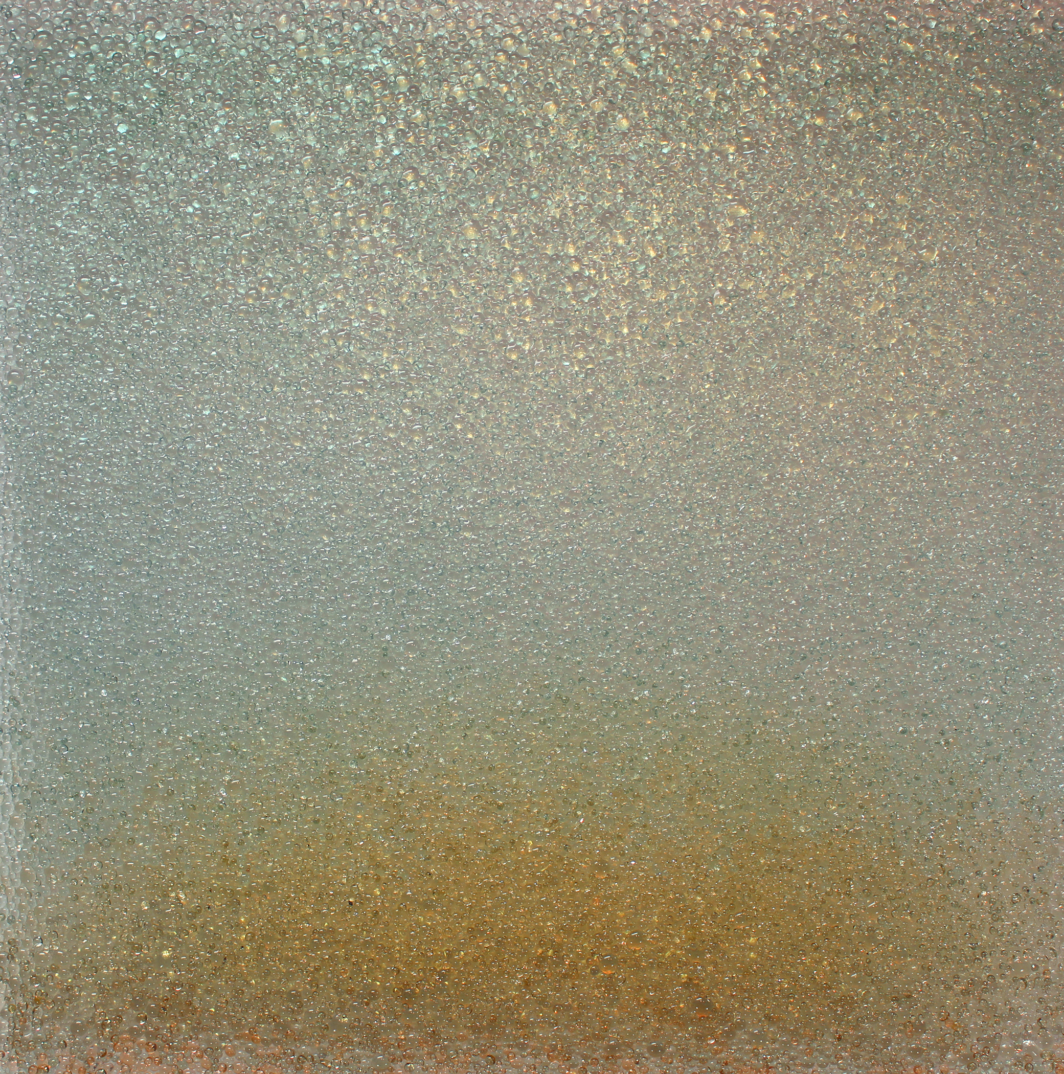 "Shimmer," 2018,  kiln formed glass, iridescent pigment , 22 x 22 inches