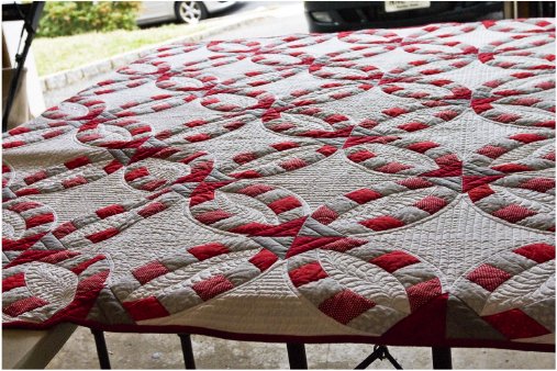 Patricia Wendell, red and white wedding quilt