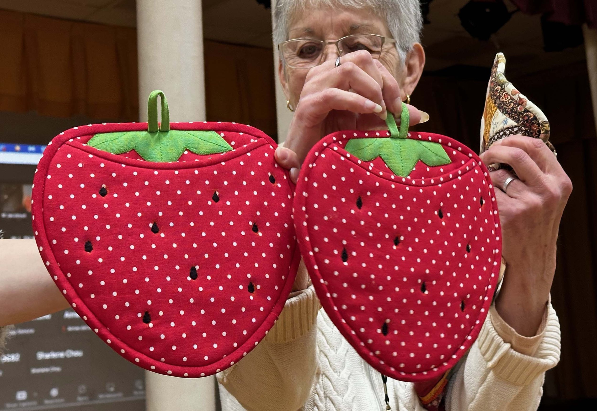 Joy West, strawberry pot holders