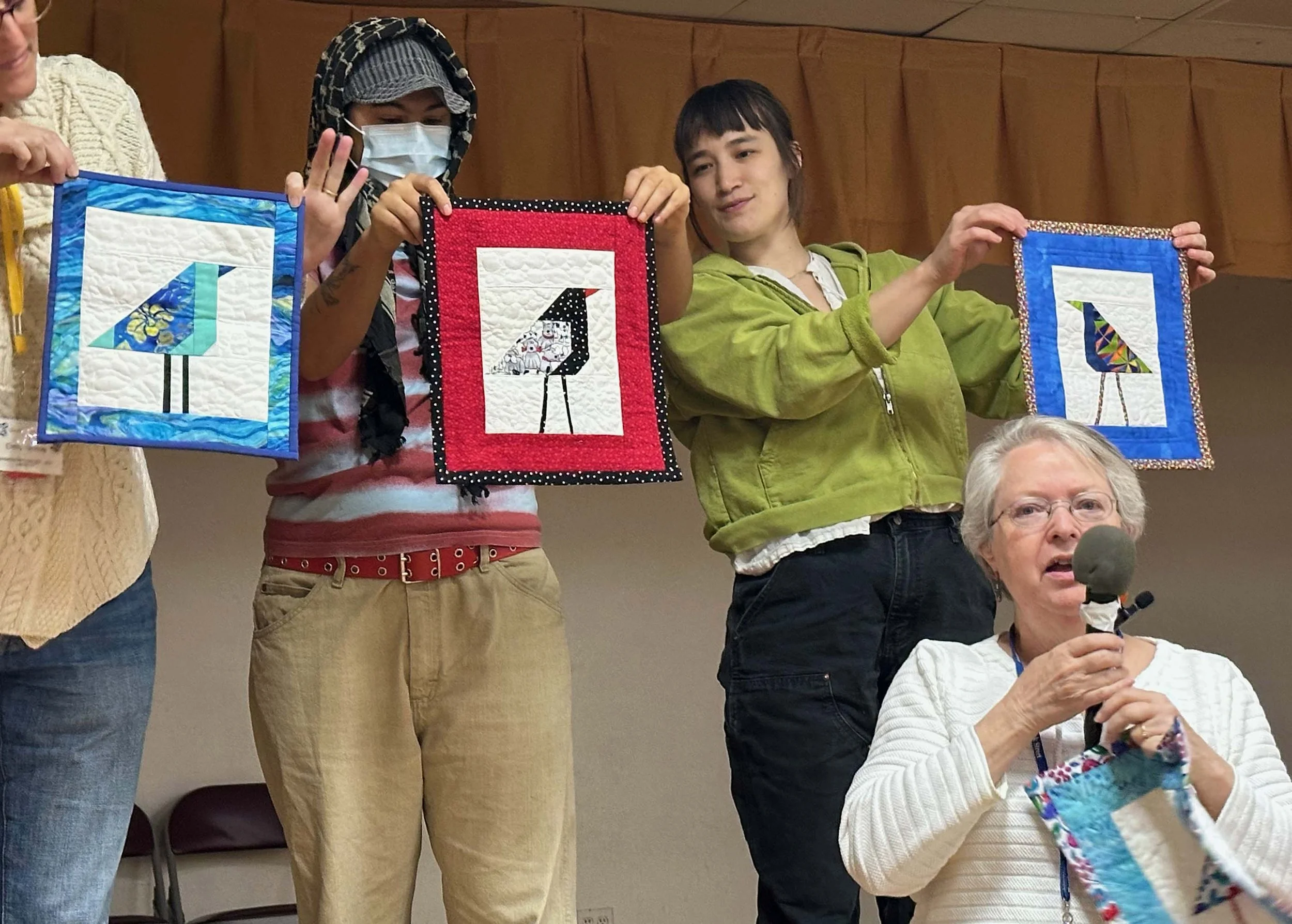 Deanna Butler, grandkids bird quilts