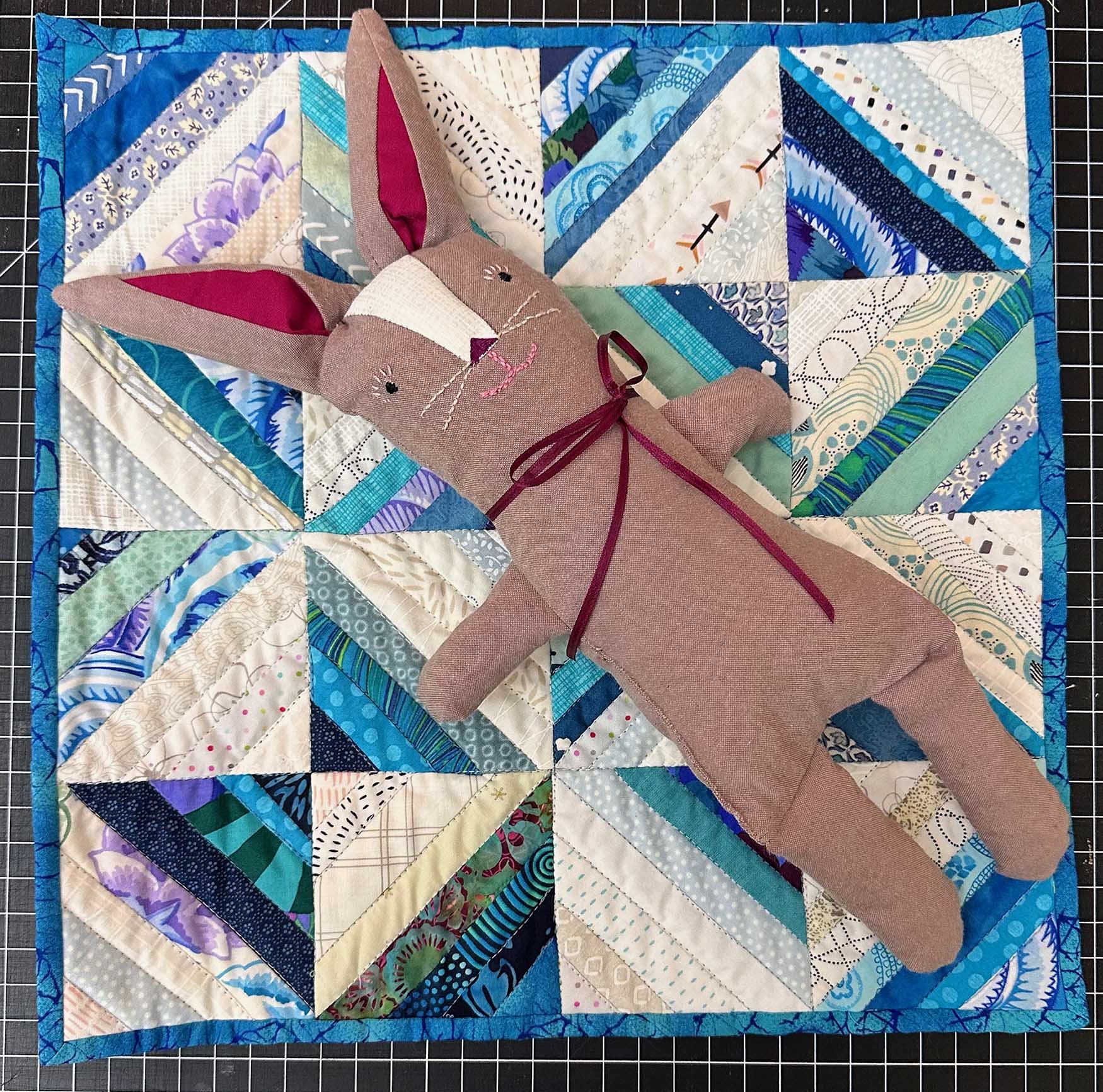 Margaret Marcy Emerson, matching mini quilt with bunny