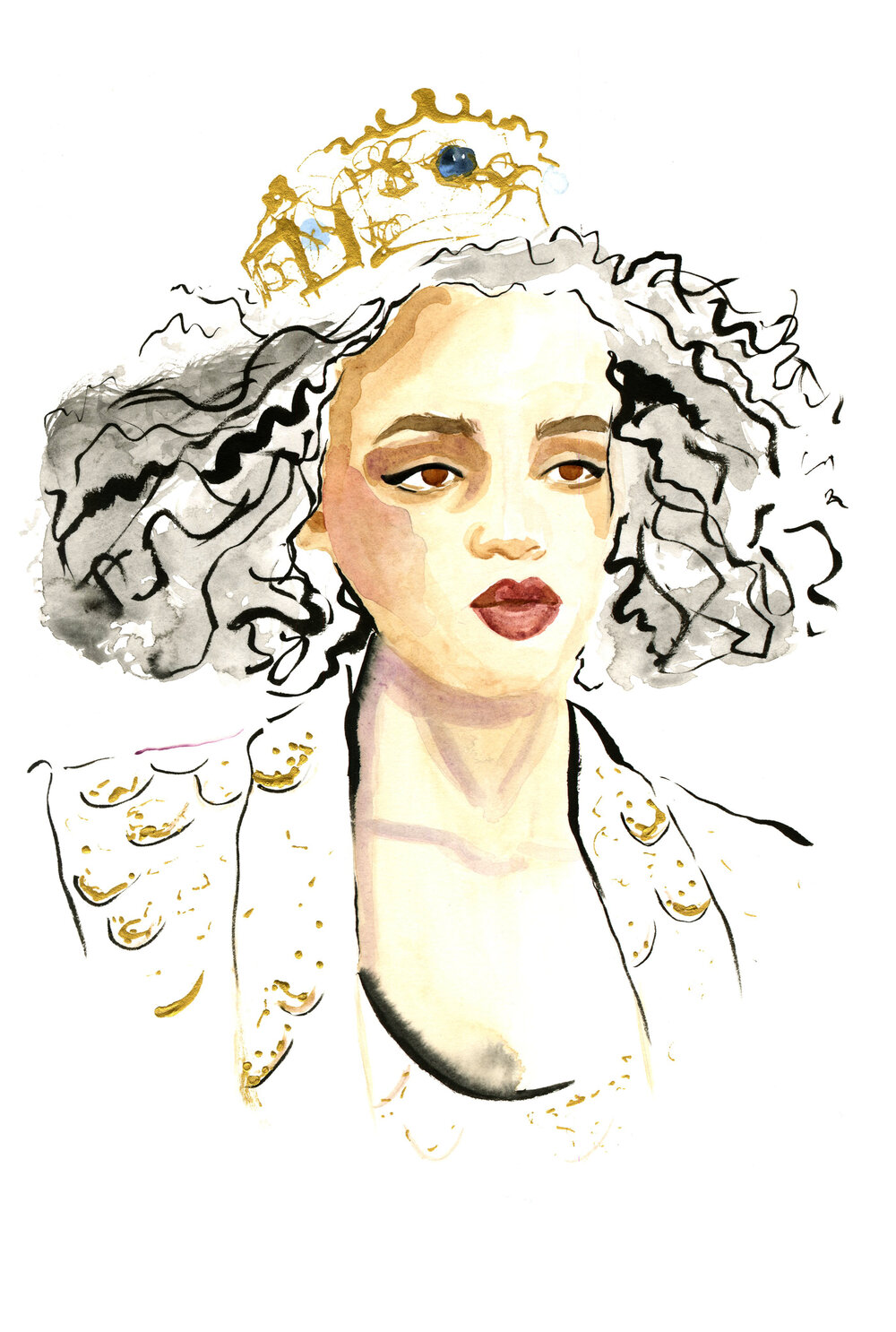 Dolce & Gabbana Crown Portrait Original Fashion Illustration — Elle Powell Dolce & Gabbana Crown Portrait Original Fashion Illustration — Elle Powell