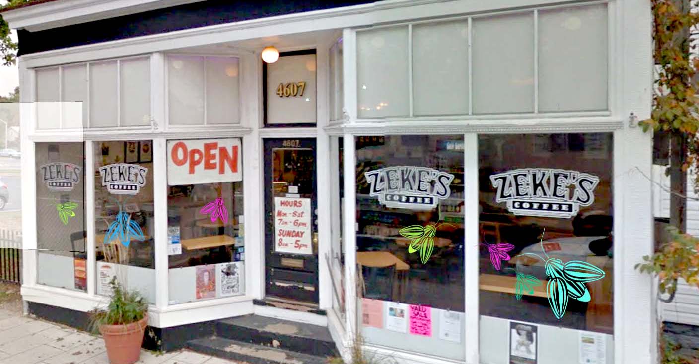 Zeke's Coffee Window Display