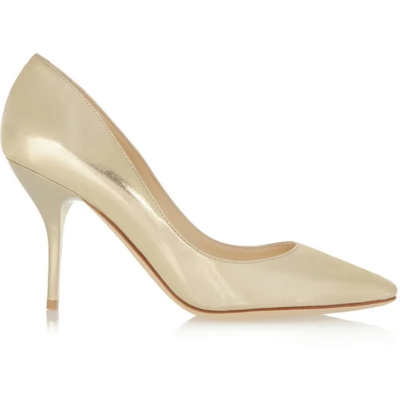 JIMMY CHOO - Mei Metallic Textured-Leather Pumps