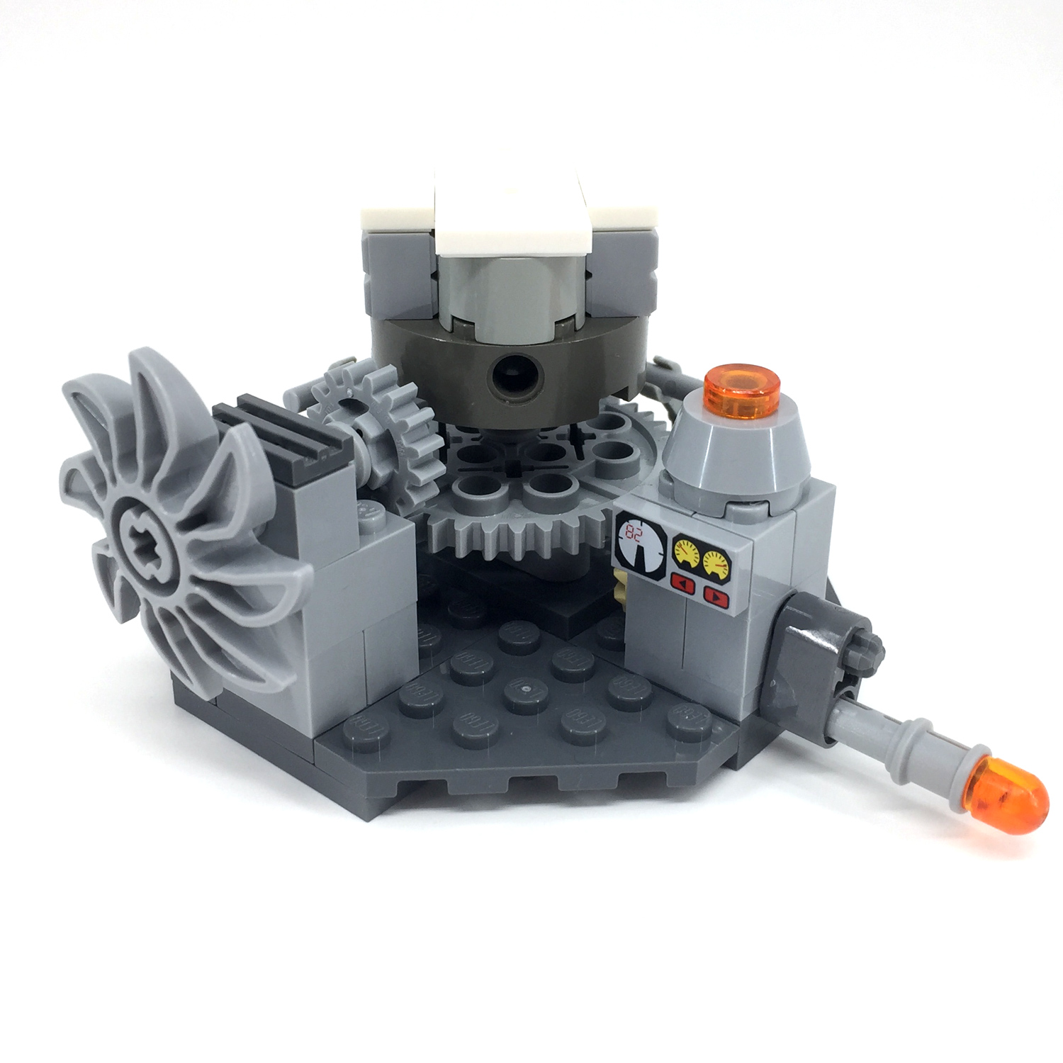 The Room of Spinning Gears: This mechanical room spins the fan and turns the middle column as the crank turns. It will also spin the “room” that will eventually be attached to the top of the column.