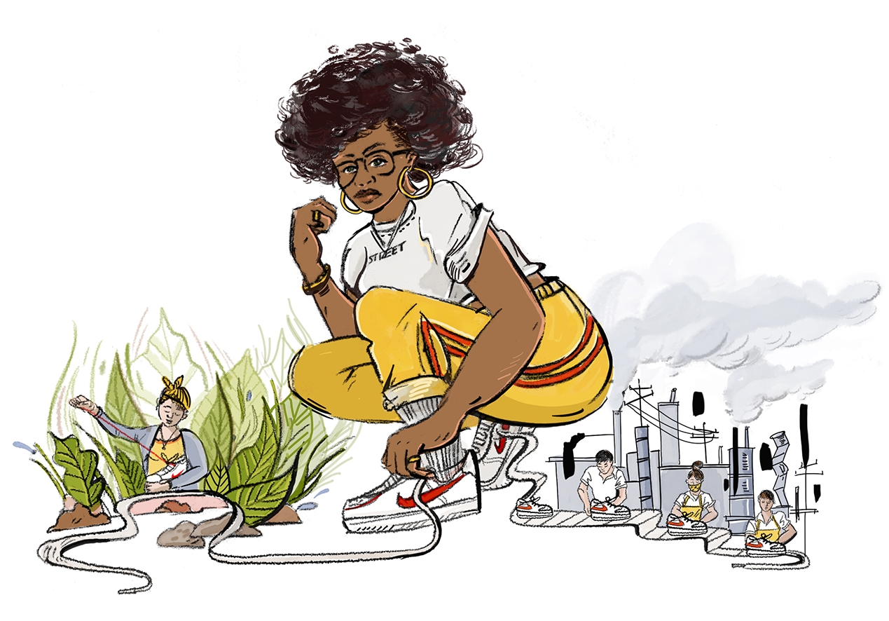 Hero and spot illustration on an article about Sneaker Culture & Sustainability for Selva Beat Magazine. AD Magdalena Antuna
