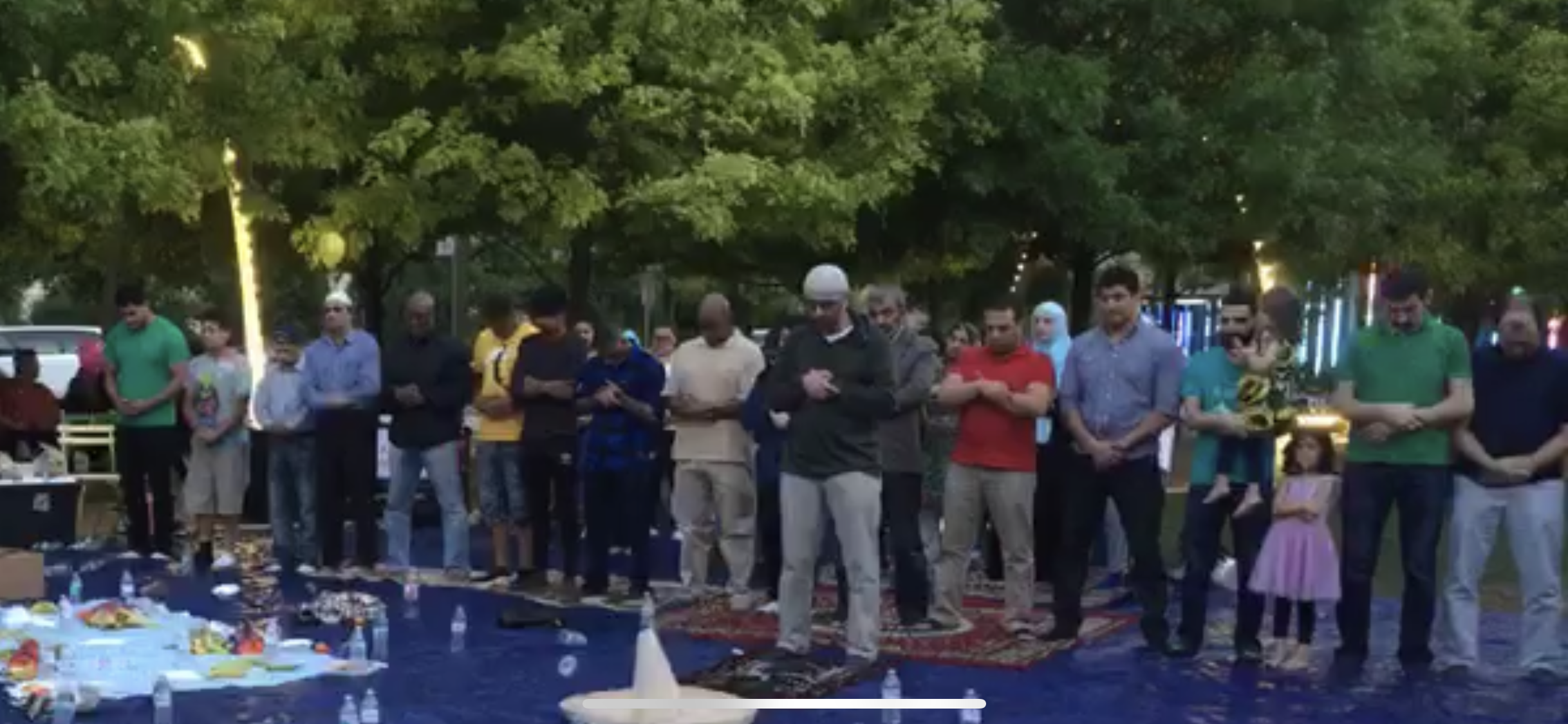 Non Muslims praying maghrib in Public Park 