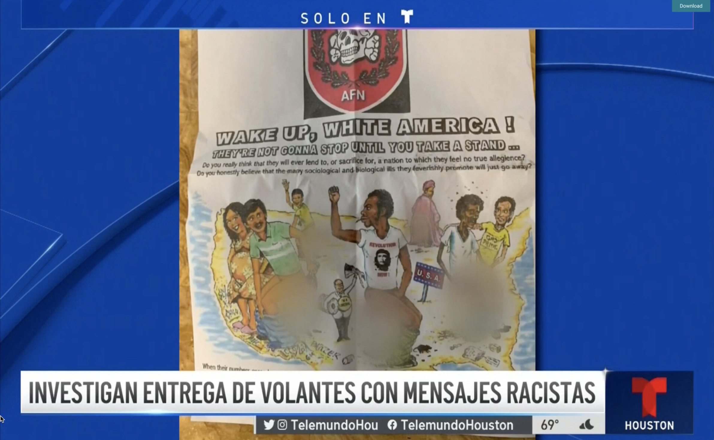 Featured in Telemundo - “Están defecando en América”: reparten volantes racistas en vecindario en Houston
