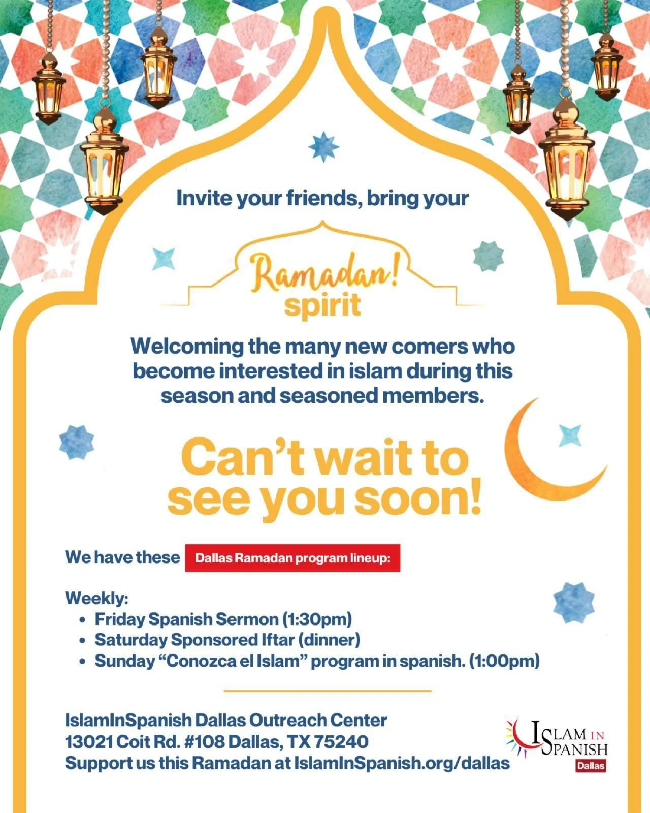 Ramadan with us at the IslamInSpanish Dallas Outreach Center 