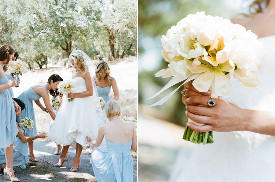 Rebecca Reategui Weddings // Annadel Estate Winery // Sylvie Gil Photography // Cherries Flowers // wedding // romantic // blue // lace // wine country // fancy tulips // snippetandink.com