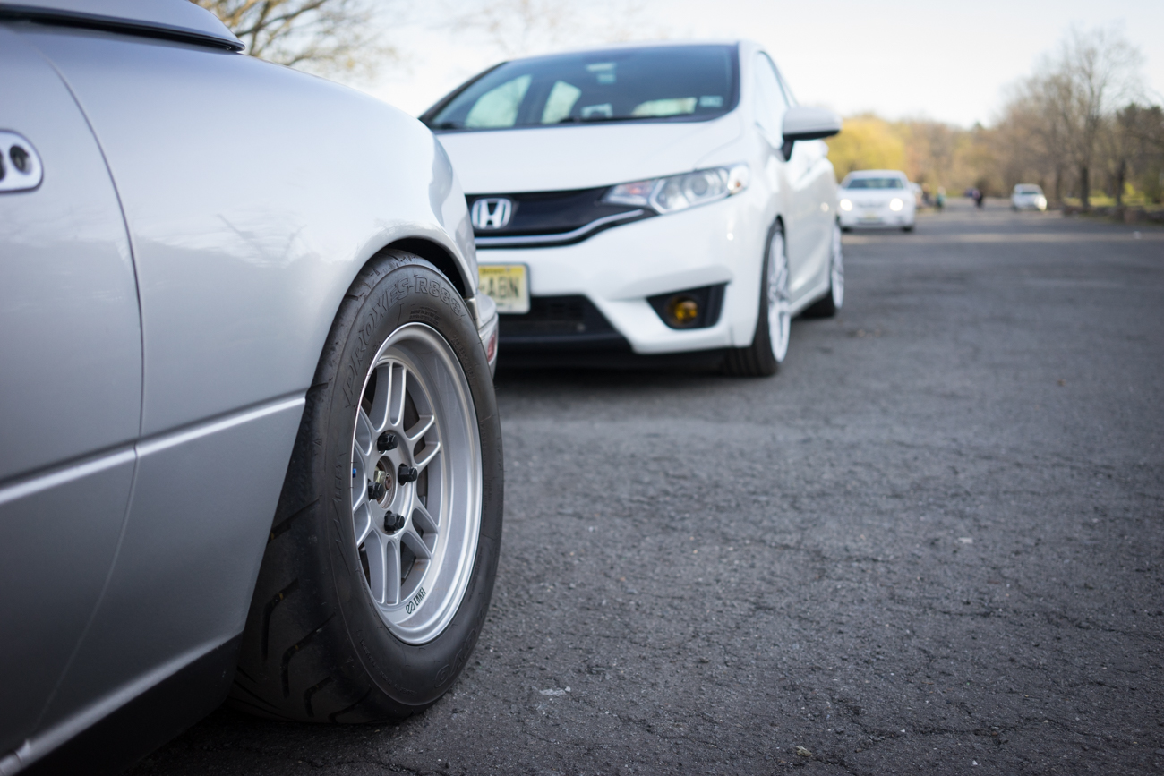 my favorite part of my car is the tire / wheel fitment ( 205-55-14 toyo r888 on enkei rpf1 14 x 7 et 28), so perfect in my opinion