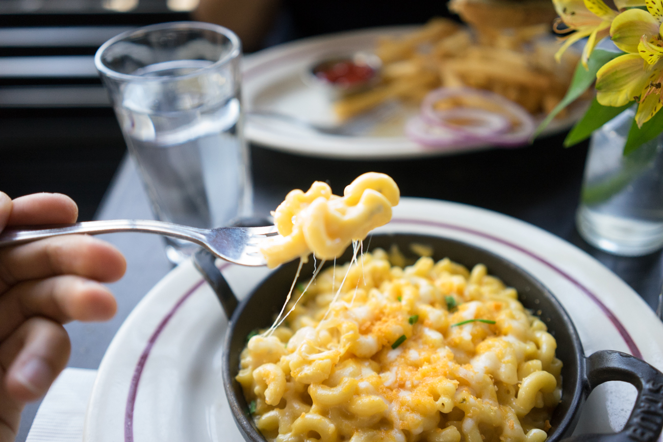 look at that cheese! I like the way the flavor of the baked crispy bits covering the top of the macaroni