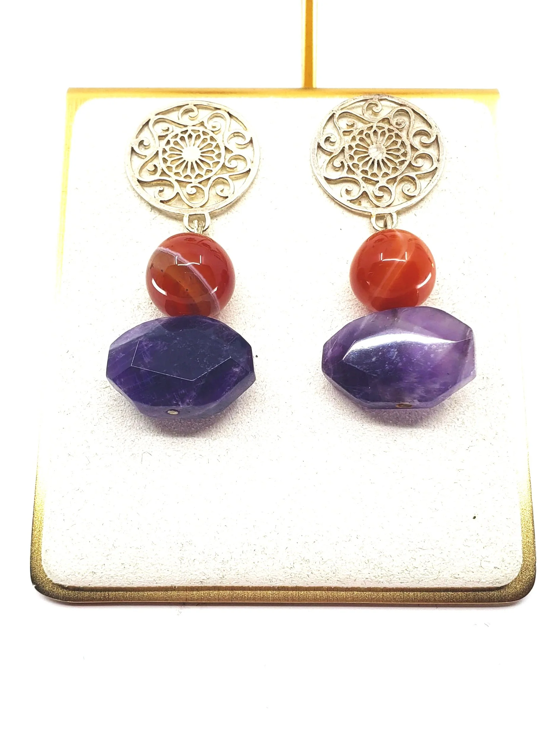 The Nomad Sun: Silver & Natural Gemstone Earrings