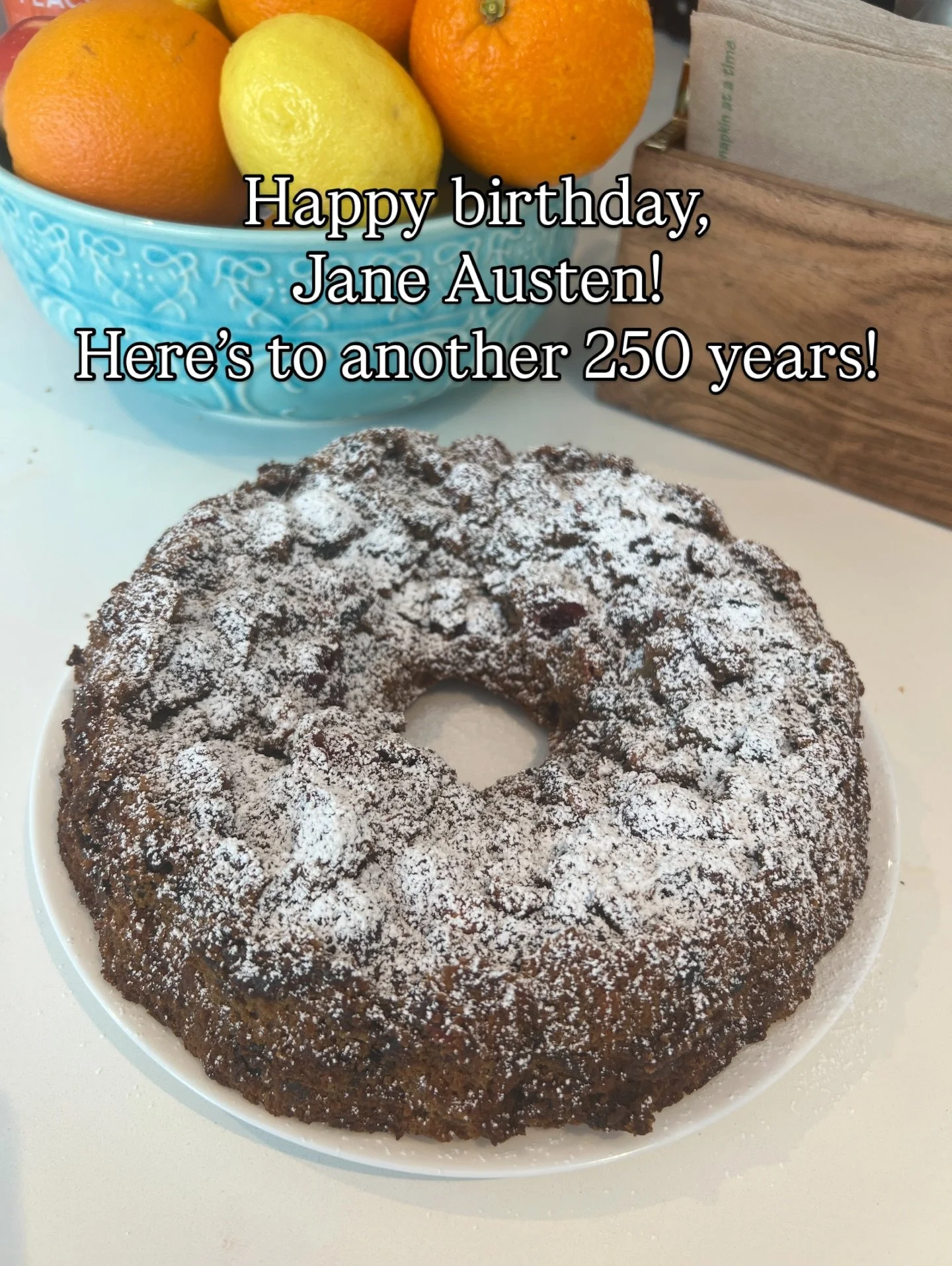 My granny&rsquo;s famous fruitcake is perfect with a cup of Earl Gray to celebrate Jane Austen&rsquo;s birthday. This cake took six weeks of prep soaking the candied peel in rum. Making it today took three hours but the results are delicious! #jasnab