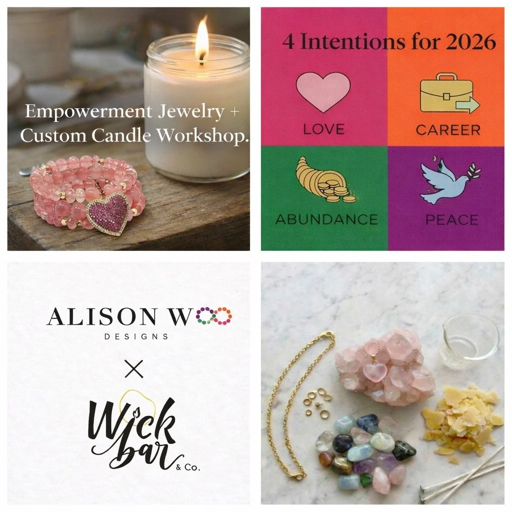 Whether it's attracting love, bringing in some much needed calmness, figuring out your career or learning how to manifest abundance, we're creating jewelry and a custom candle that can help. 

Join us on Saturday, Jan. 30th at noon at @wickbar for a 