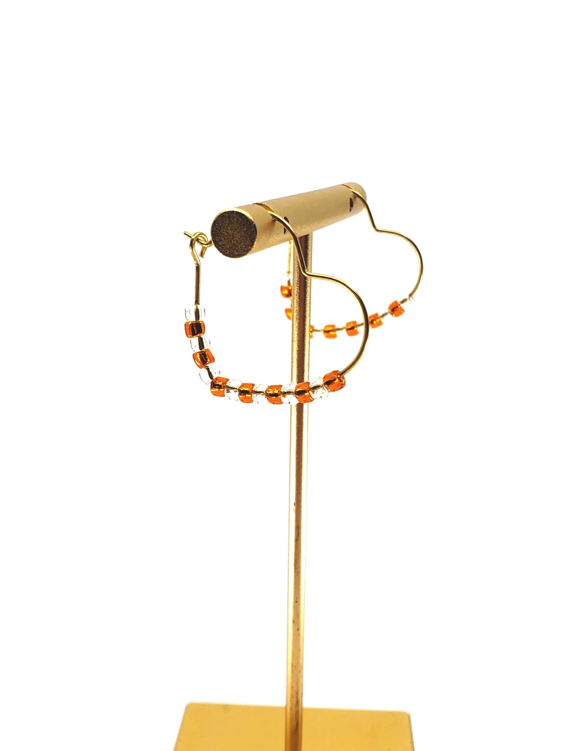 Sweetheart Sparkle: The Orange & Clear Seed Bead Hoops