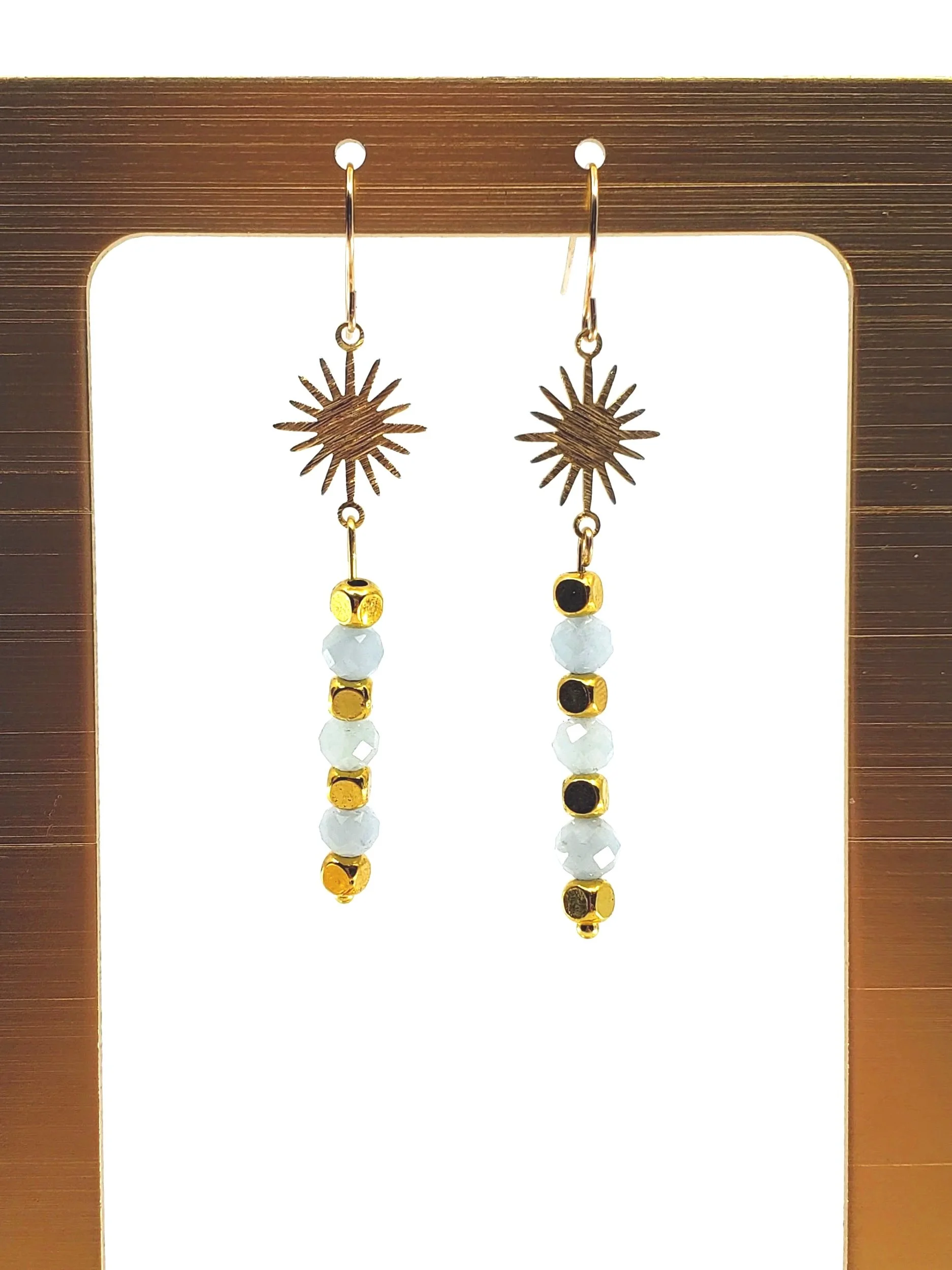 Solar Serenity: The Aquamarine Sunburst Drops