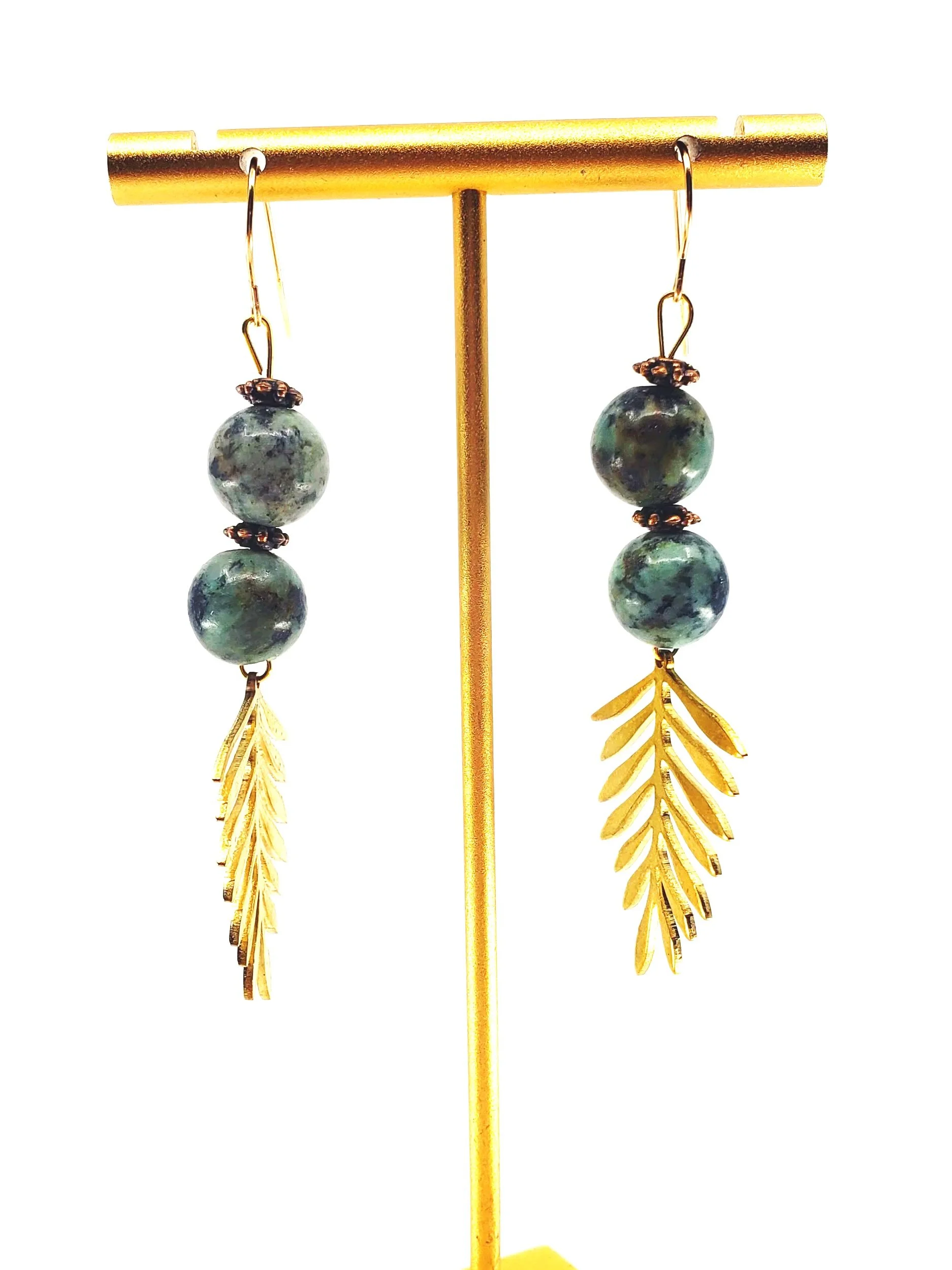 Gilded Willow & Forest Stone Statement Earrings