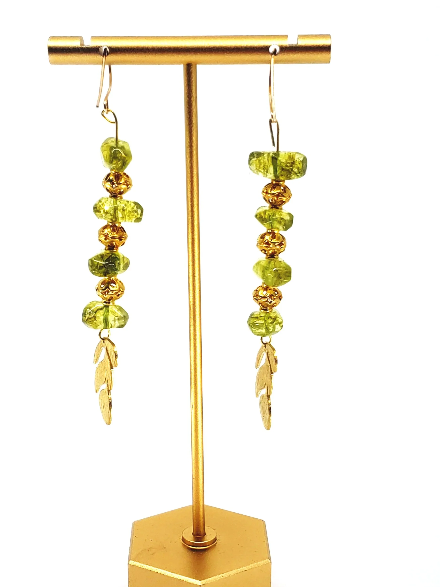 The Verdant Glow: Peridot & Gilded Filigree Drops